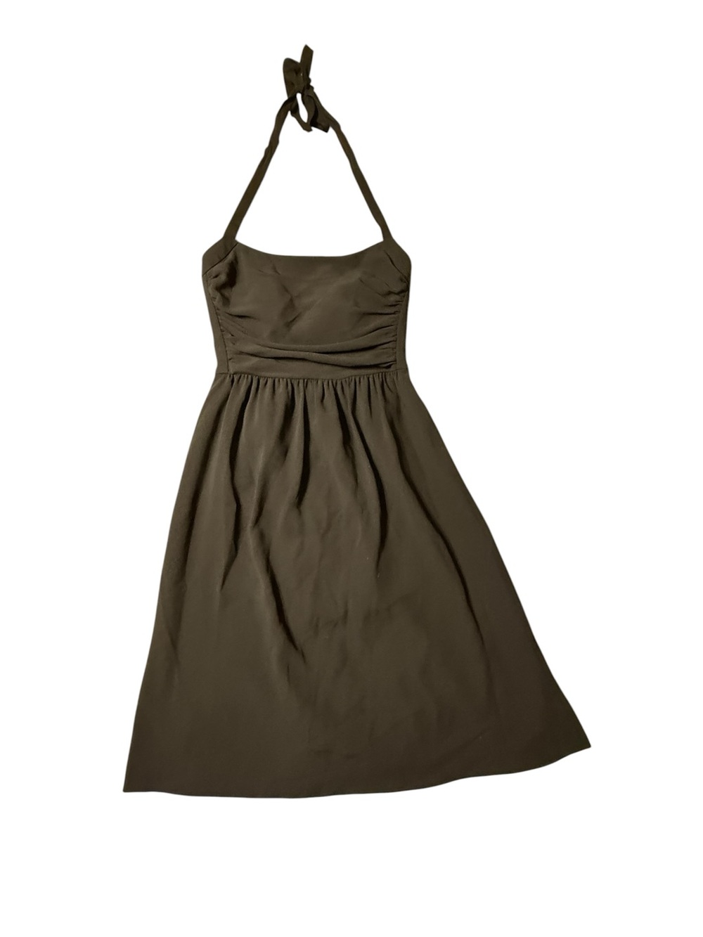 Antonio Melani Black Halter Midi Dress Sz 4 Ruched Bodice Cocktail Wedding Guest